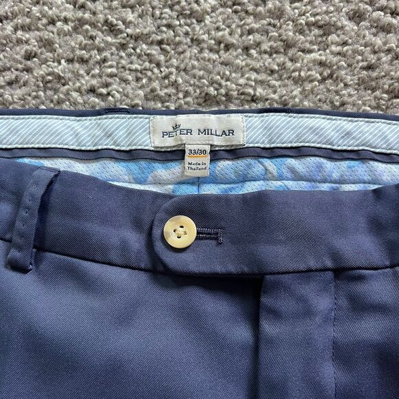 2X Peter Millar Durham High Drape Performance Pants Navy Blue Stretch Mens 33x30 - Picture 3 of 8
